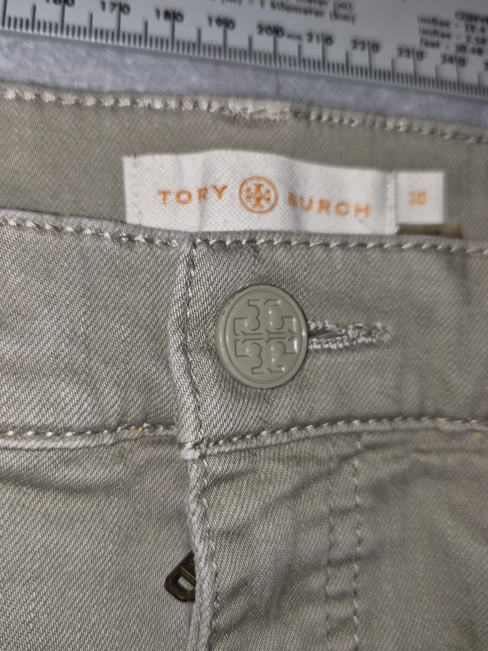 Tory Burch Cropped Stretch Pants – Women's Size 30 Us Size 10- Olive Gray